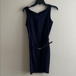 Mondial Atelier Paris Purple/Navy Wool Belted Sheath Mini Dress  in Size S